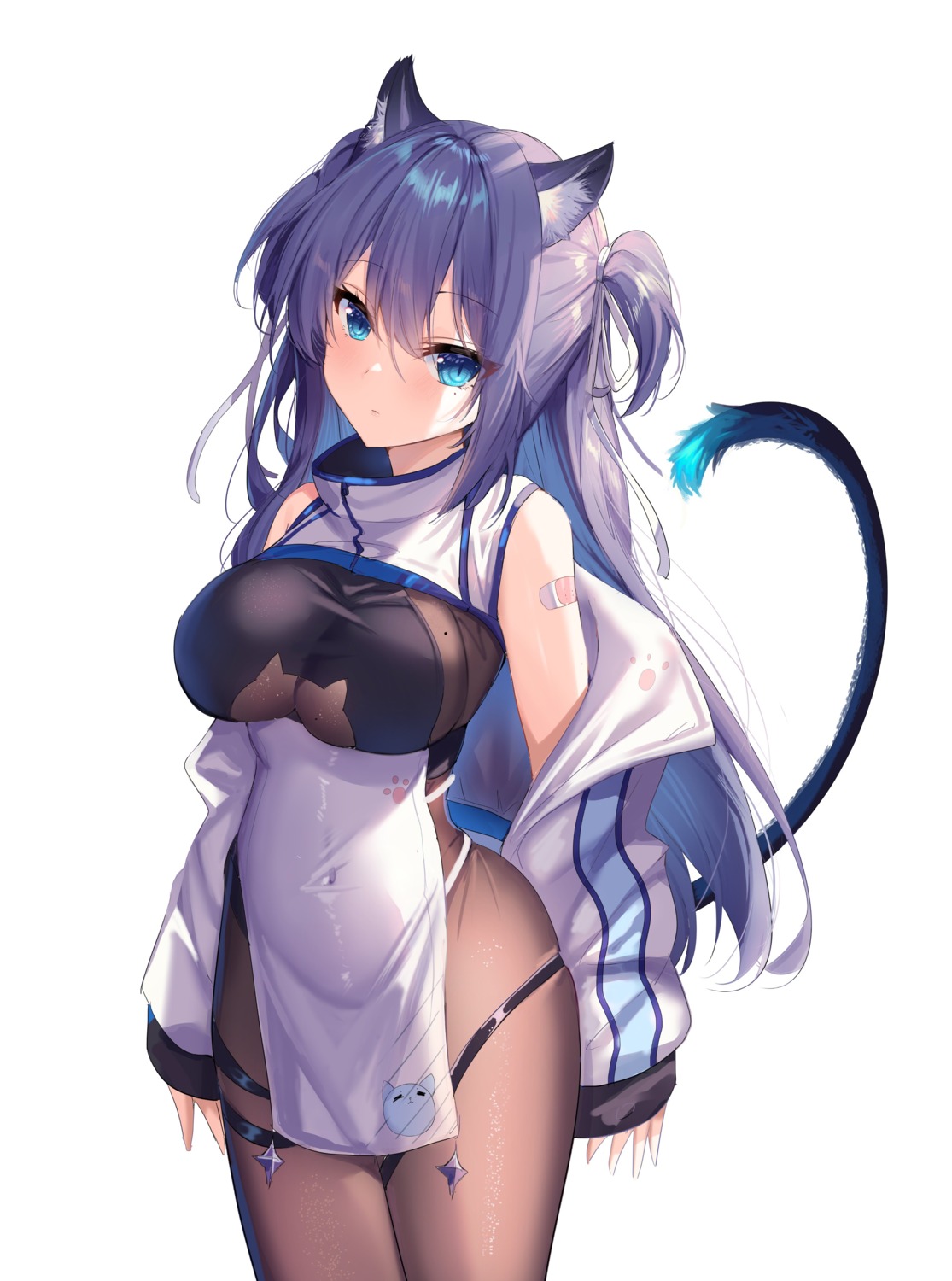 animal_ears bandaid bodysuit garter nekomimi shanguier tail