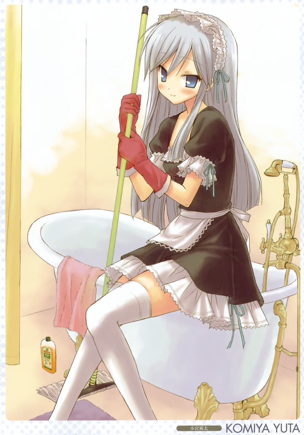 komiya_yuuta maid thighhighs