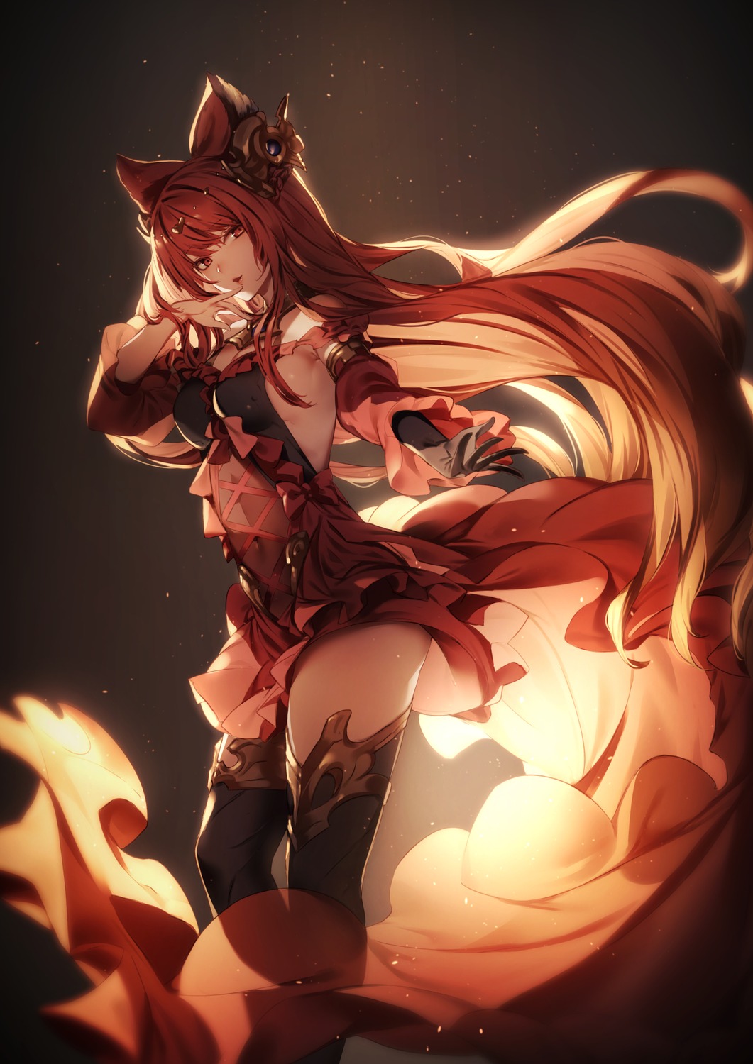 animal_ears anthuria_(granblue_fantasy) genyaky granblue_fantasy no_bra thighhighs