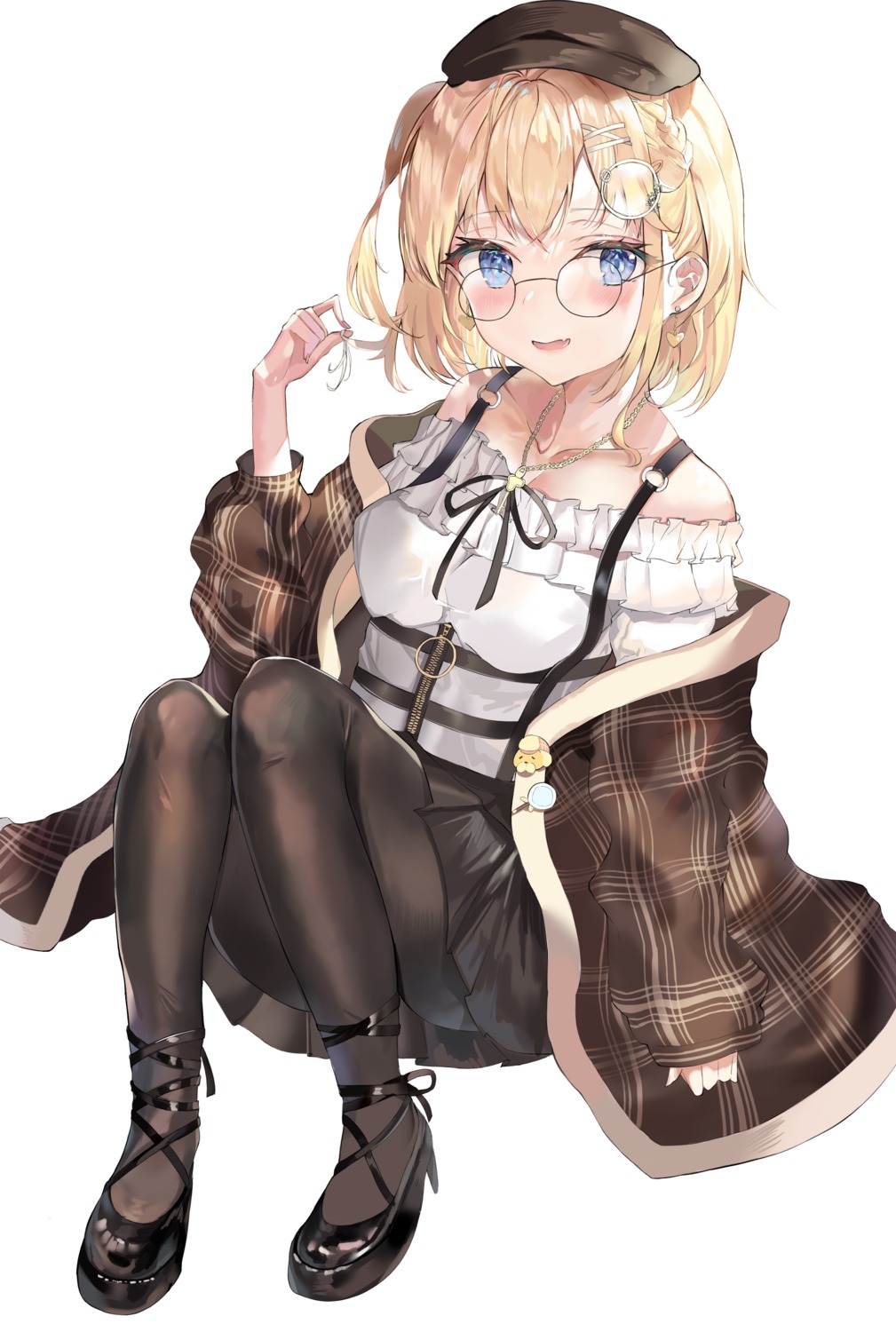 harune_rane hololive hololive_english megane pantyhose skirt_lift watson_amelia