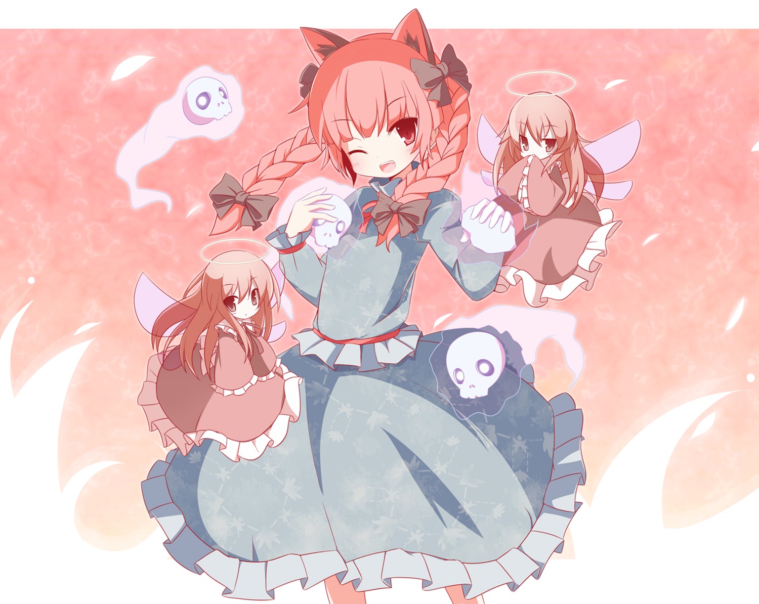 animal_ears dress kaenbyou_rin machily nekomimi touhou