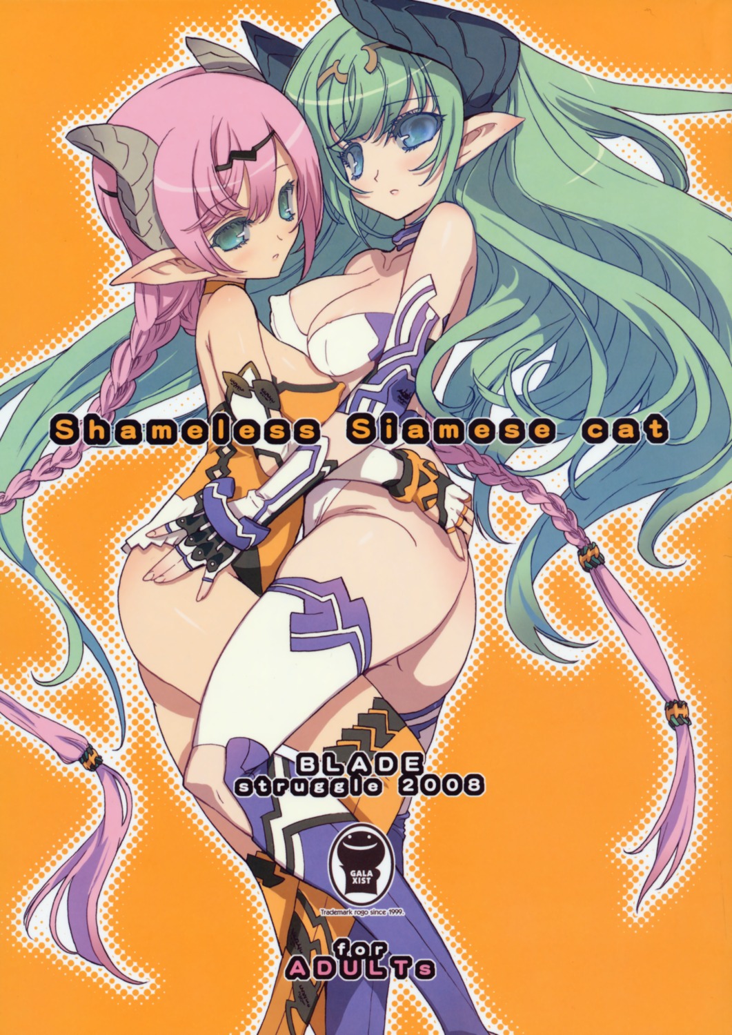 ass blade cleavage corset erect_nipples horns pointy_ears thighhighs
