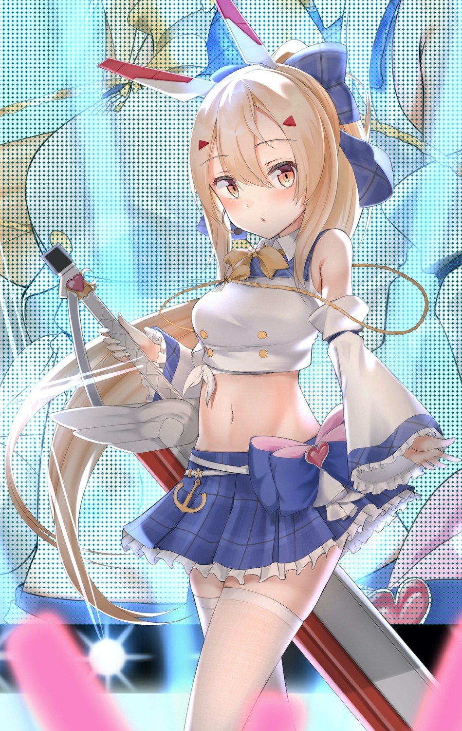 ayanami_(azur_lane) azur_lane micchamu seifuku sword thighhighs