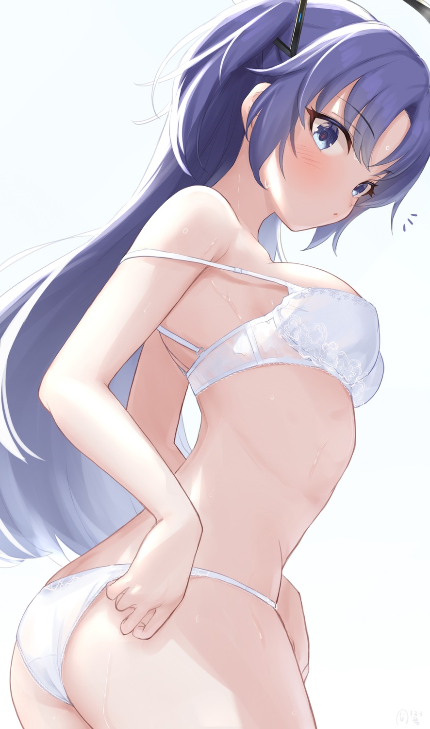 ass blue_archive bra halo hayase_yuuka kijibato_123-gou pantsu thong