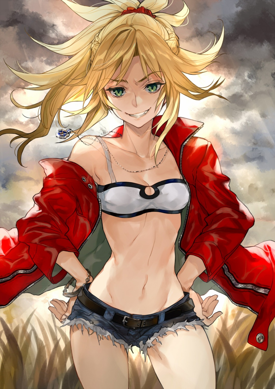 cleavage fate/apocrypha fate/stay_night mordred_(fate) open_shirt yuu_(higashi_no_penguin)