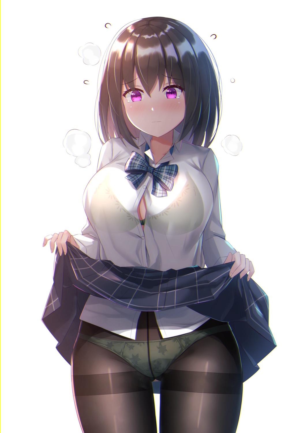 bra mirufuaa pantsu pantyhose see_through seifuku skirt_lift