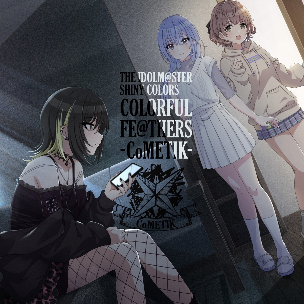 disc_cover dress fishnets ikaruga_luca ikuta_haruki im@ssc_kaihatsu_team pantyhose see_through suzuki_hana sweater the_idolm@ster the_idolm@ster_shiny_colors