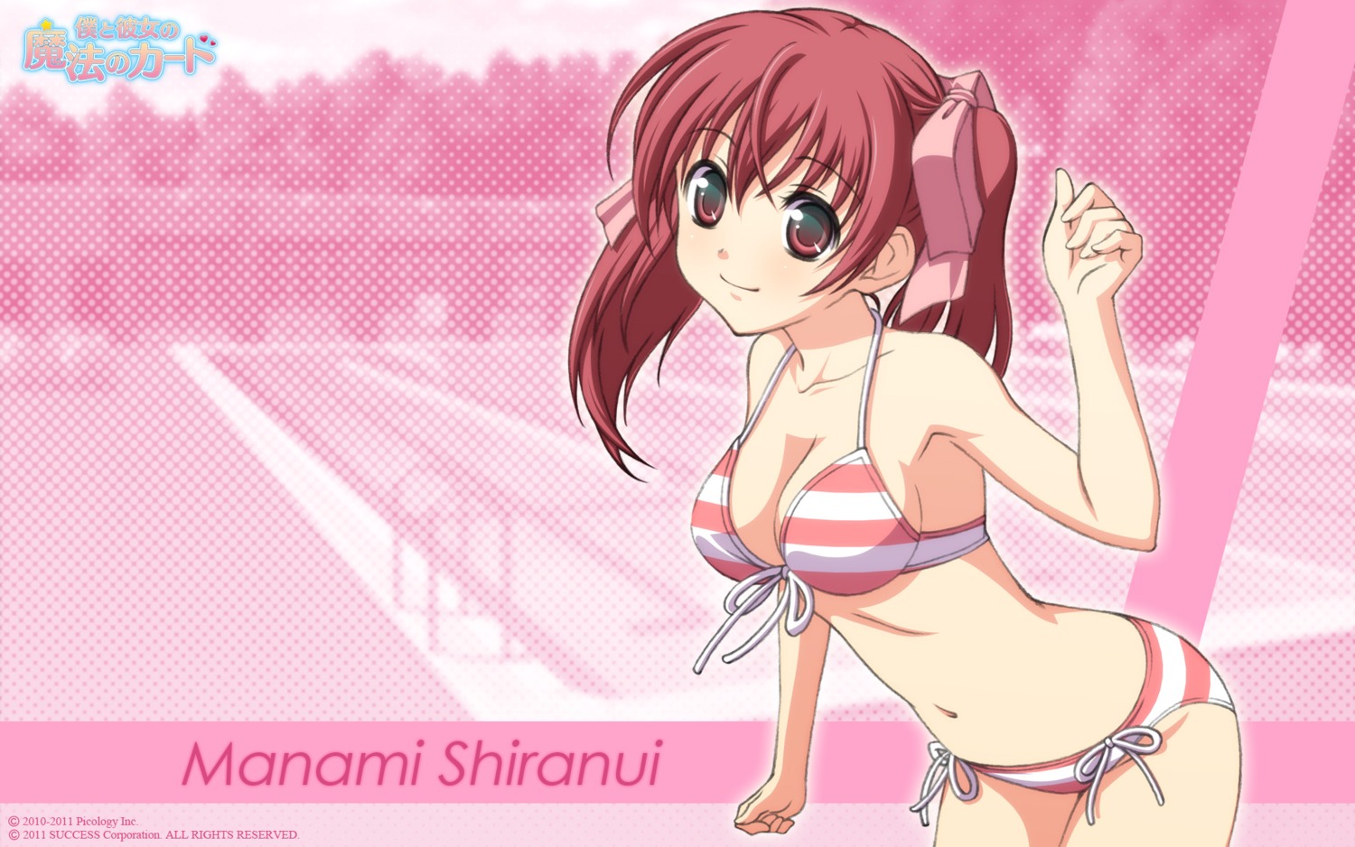 bikini boku_to_kanojo_no_mahou_no_card cleavage shiranui_manami swimsuits wallpaper