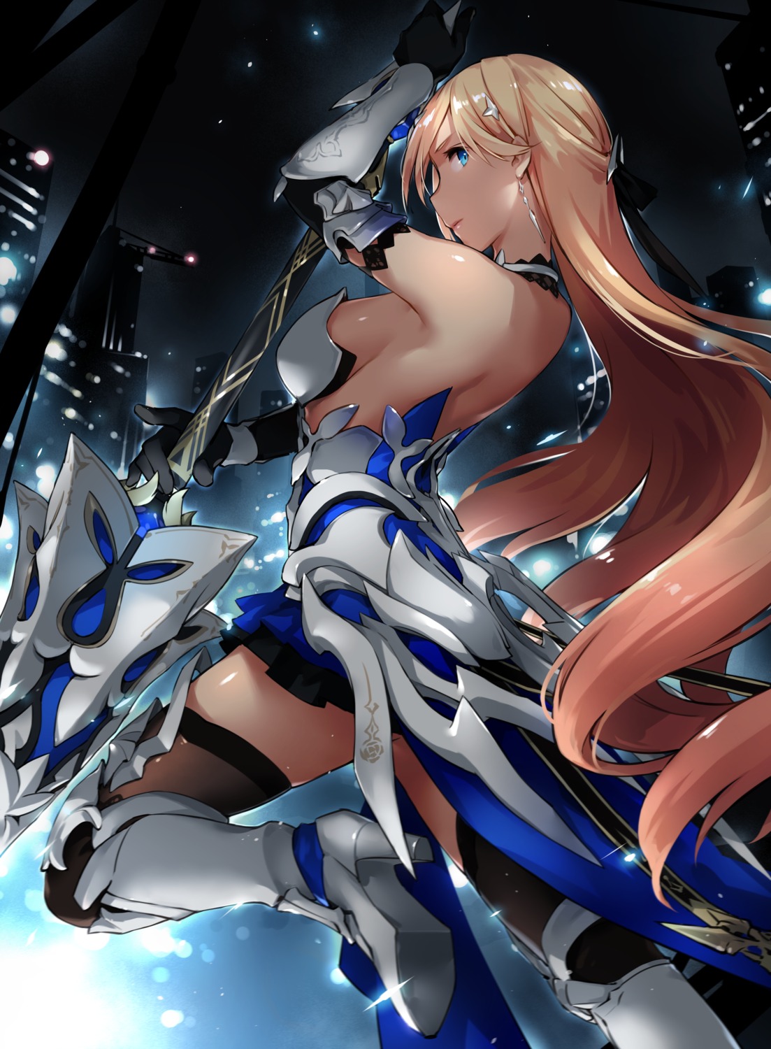 armor benghuai_xueyuan bianka_durandal_ataegina heels honkai_impact no_bra thighhighs weapon xie_yizhen