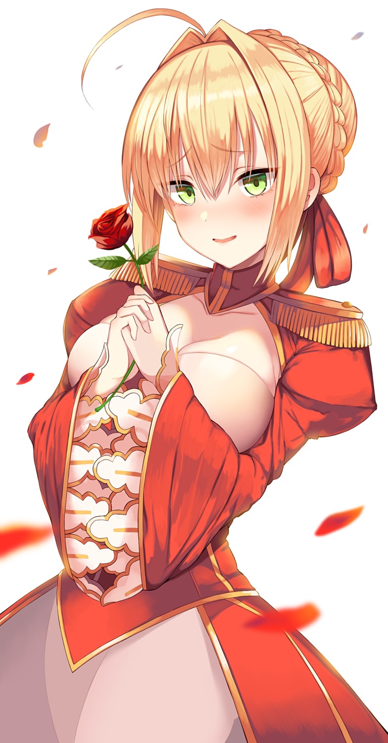 cleavage fate/extra fate/stay_night saber_extra see_through yamato_(muchuu_paradigm)