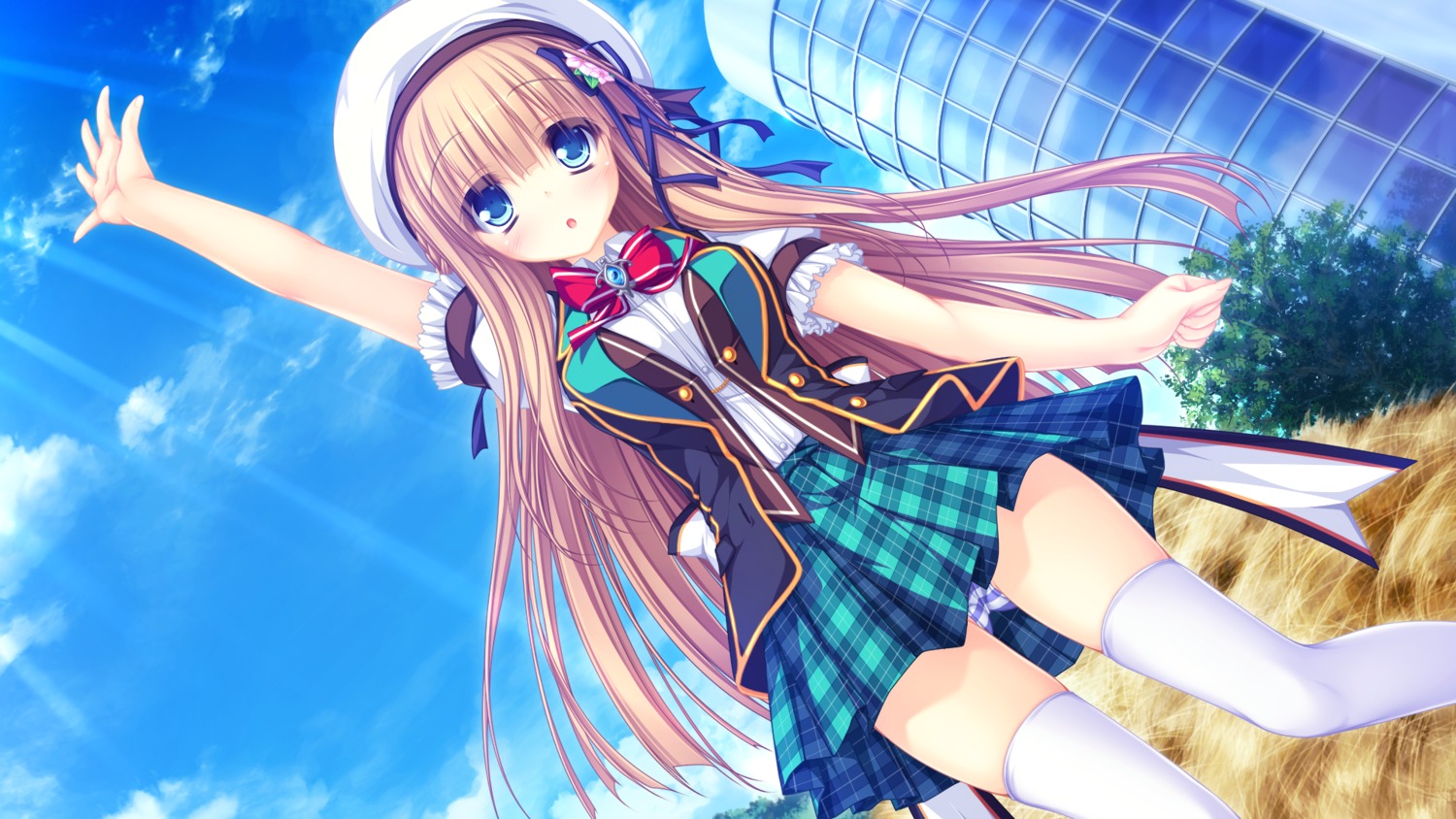 game_cg kawasumi_yurika magicalic_sky_high mikagami_mamizu pantsu seifuku shimapan thighhighs whirlpool