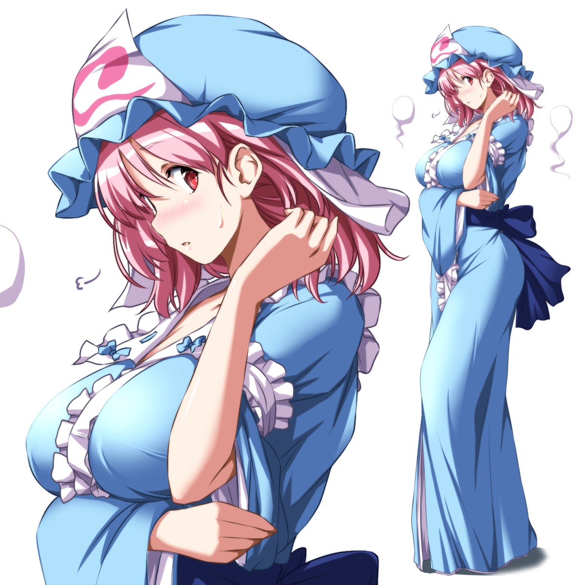 breast_hold dress nori_tamago saigyouji_yuyuko touhou