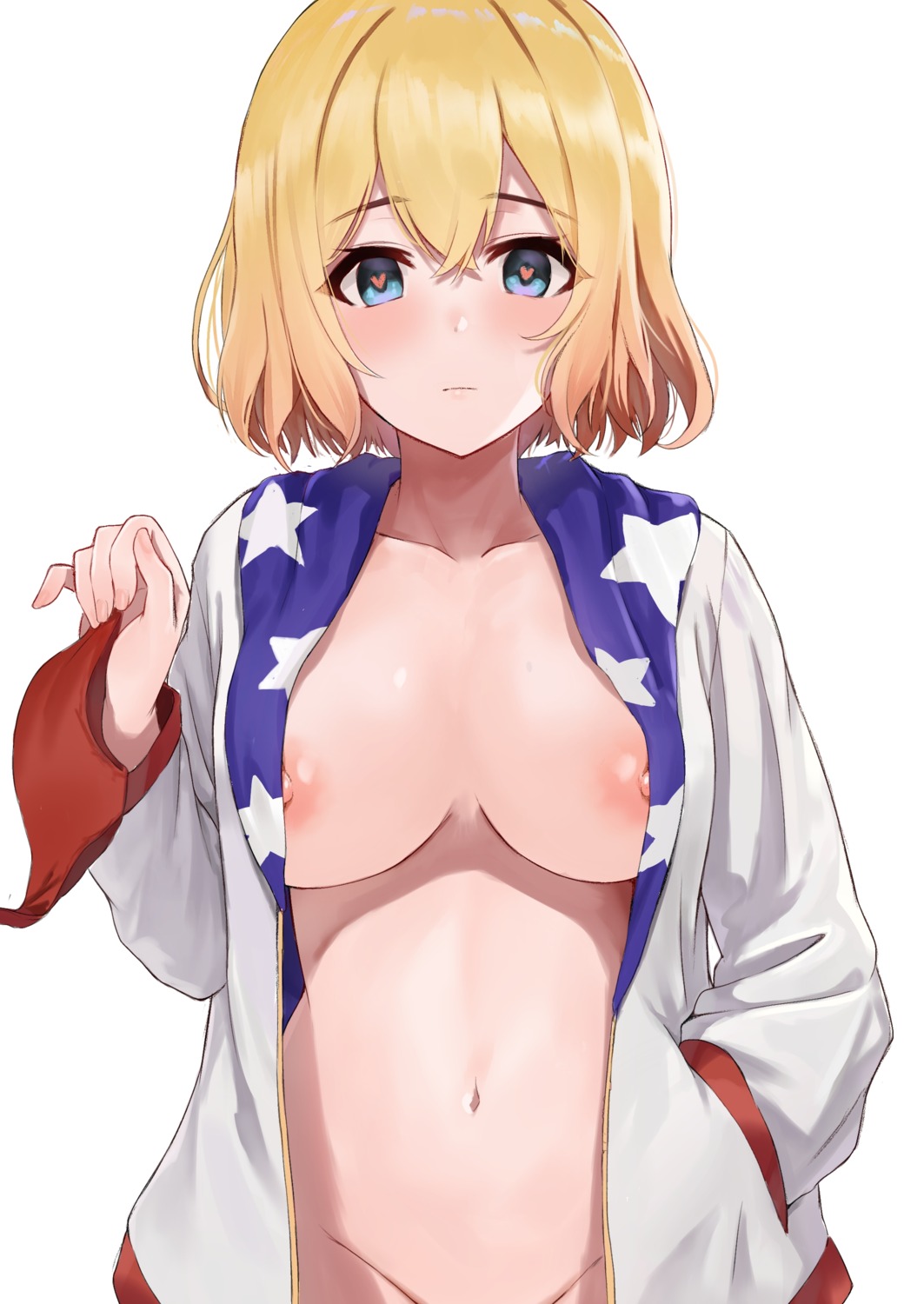 ayul_(ayulneri_92) bottomless kanojo_okarishimasu nanami_mami nipple_slip no_bra open_shirt