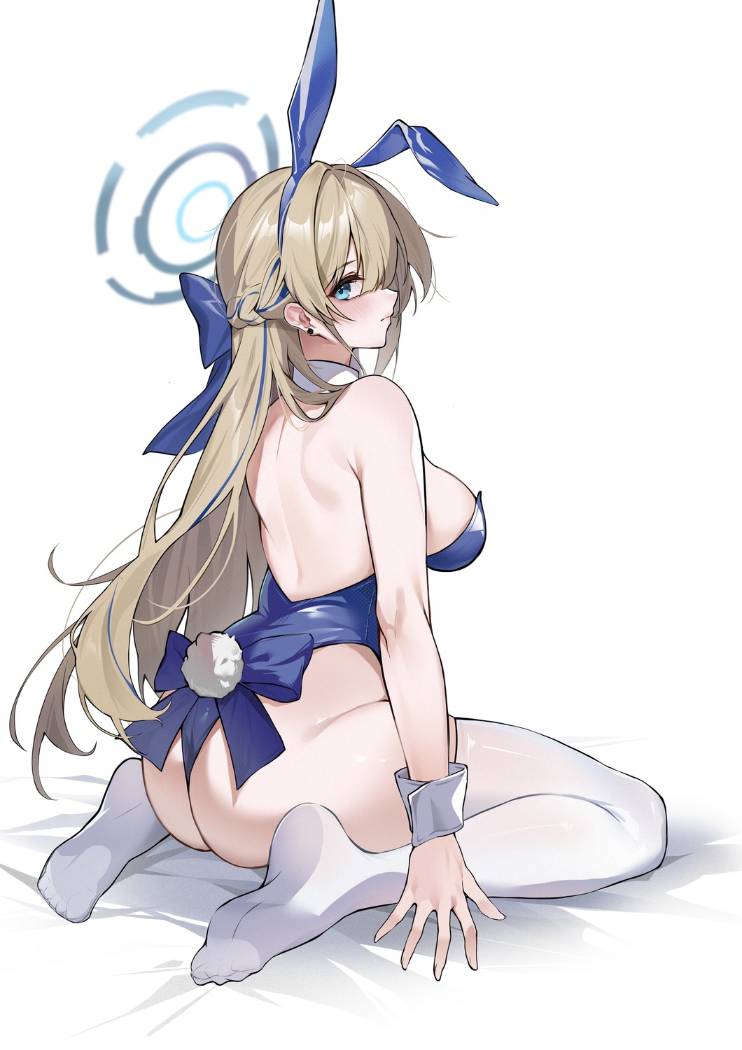 animal_ears ass asuma_toki blue_archive bunny_ears bunny_girl halo no_bra paradox_(parapa) tail thighhighs