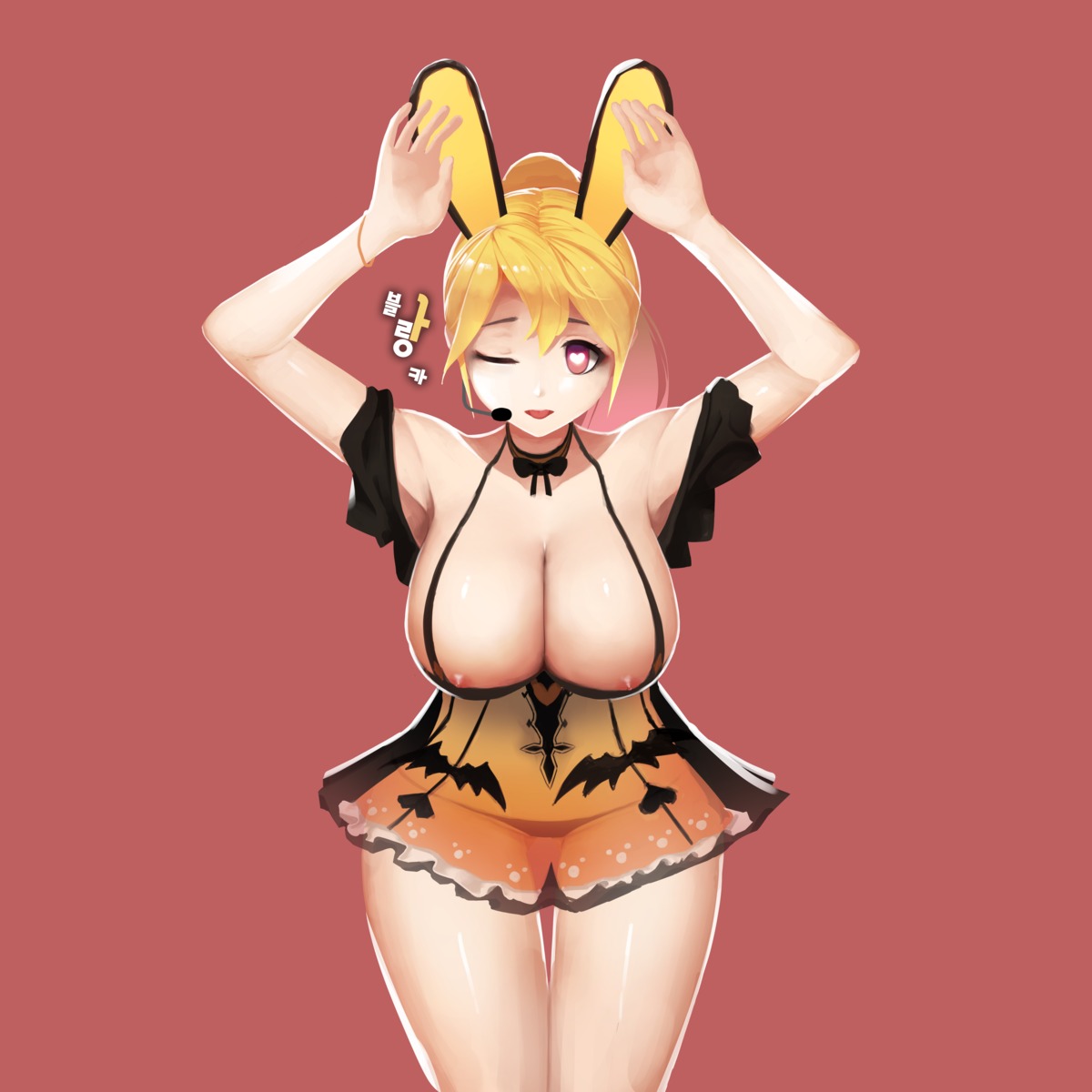 animal_ears bbolalus bunny_ears elsword nipples no_bra pantsu see_through