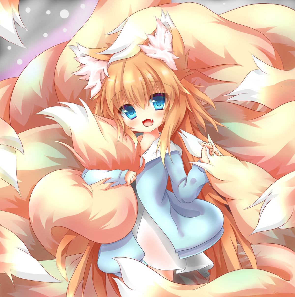 animal_ears dress kitsune kitsune_mugi_nyan see_through tail