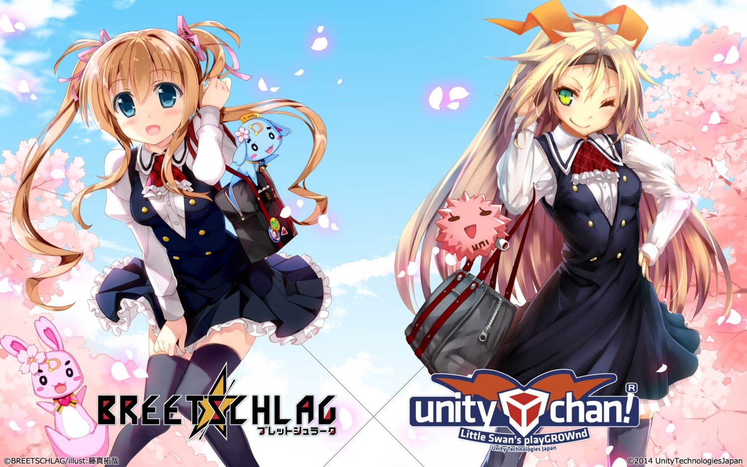 breetschlag fujima_takuya ntny seifuku thighhighs unity-chan wallpaper