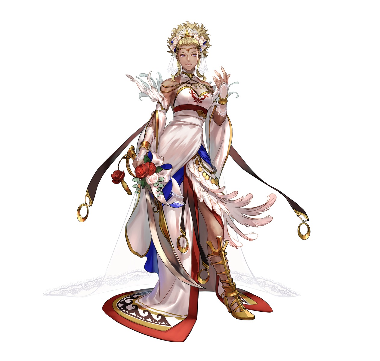 dress fire_emblem fire_emblem_kakusei flavia heels nintendo no_bra rika_suzuki see_through weapon wedding_dress