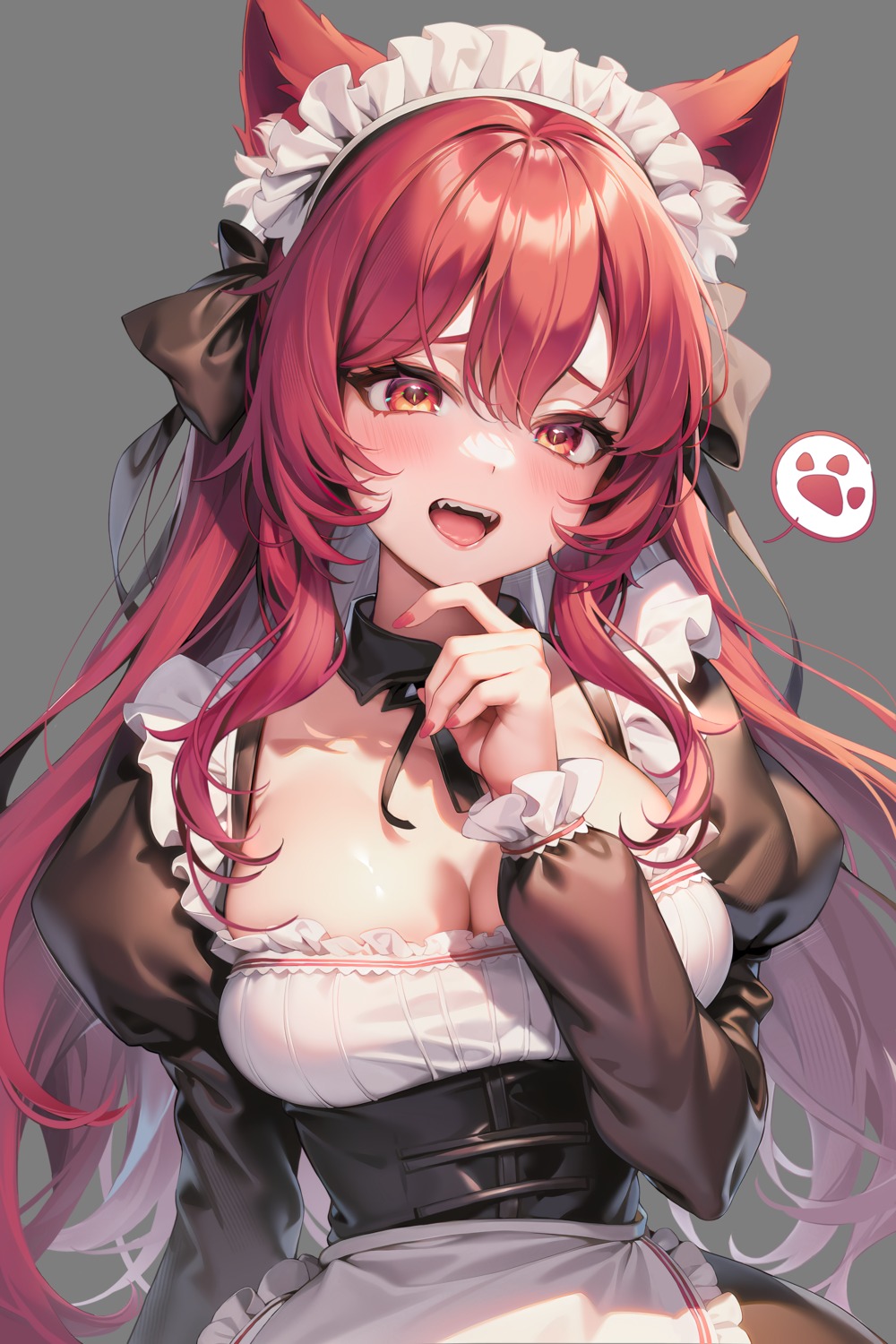 animal_ears cleavage indie_virtual_youtuber machi_(7769) maid neko_matsuri_(vtuber) nekomimi no_bra transparent_png