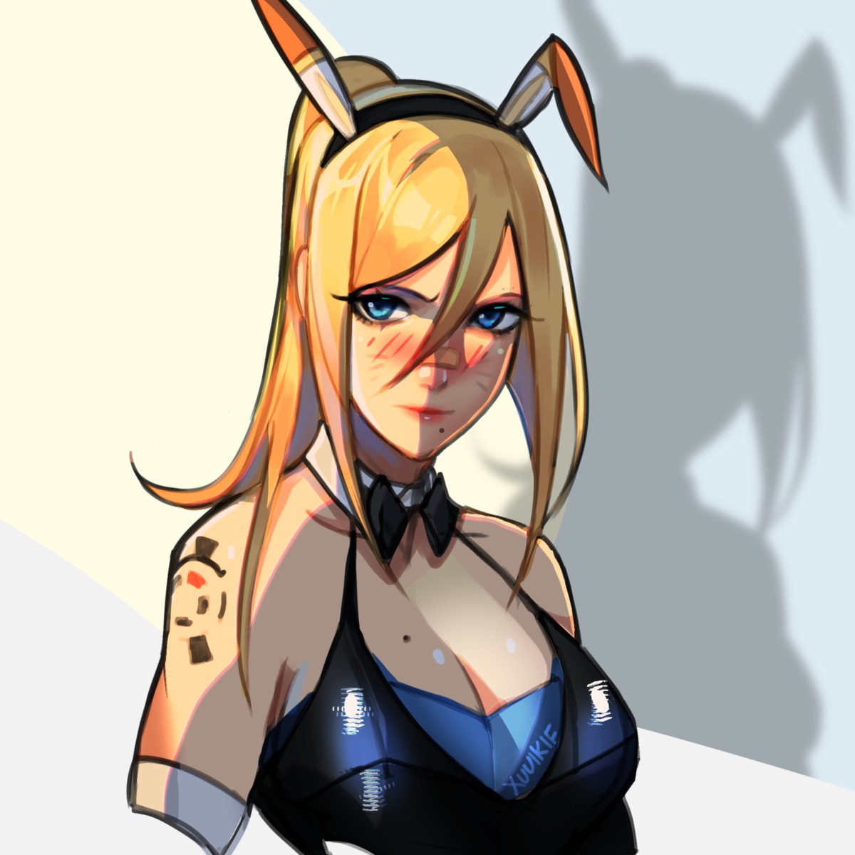 animal_ears bunny_ears cleavage metroid samus_aran sketch tattoo xuuikie_ashe