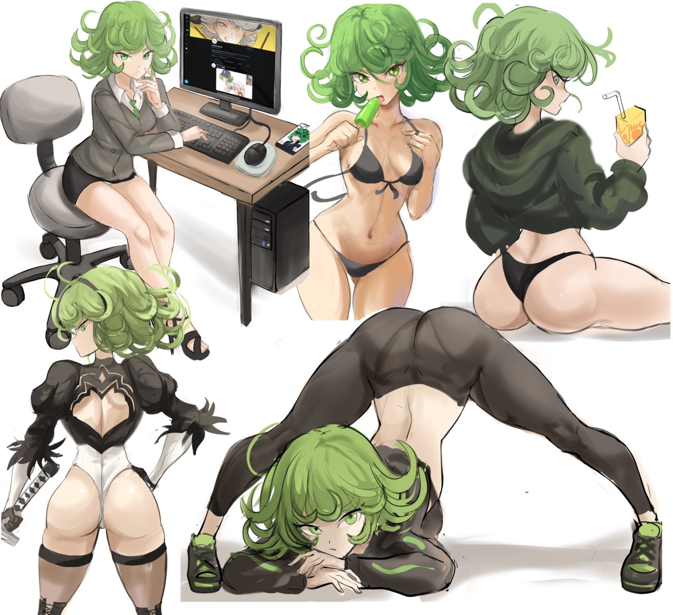 ass bikini business_suit cosplay gym_uniform leotard nier nier_automata no_bra one_punch_man pantsu rakeemspoon swimsuits tatsumaki_(one_punch_man) thighhighs thong yorha_no.2_type_b