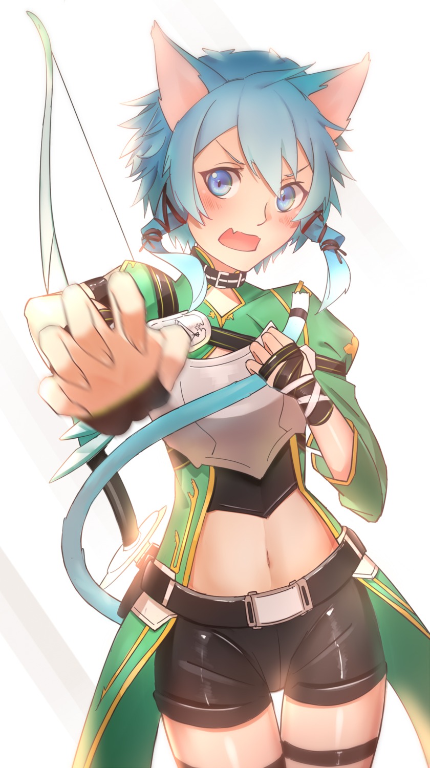 alfheim_online animal_ears armor bike_shorts lu" nekomimi sinon sword_art_online tail weapon