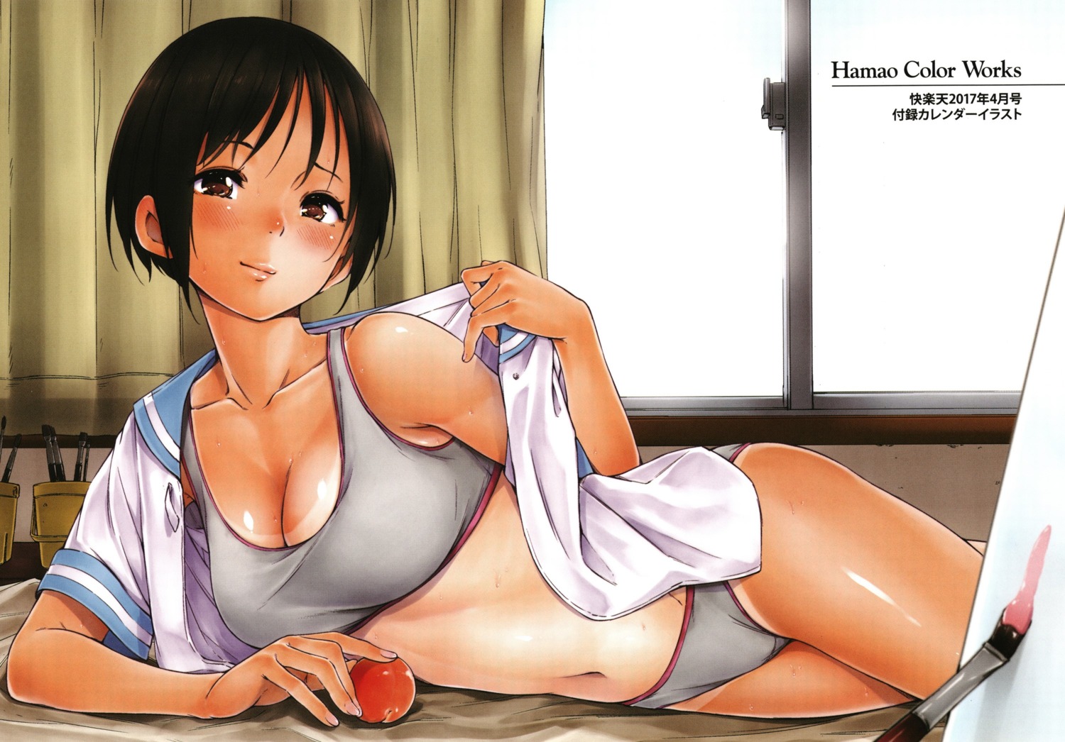 bra hamao open_shirt pantsu seifuku tan_lines undressing