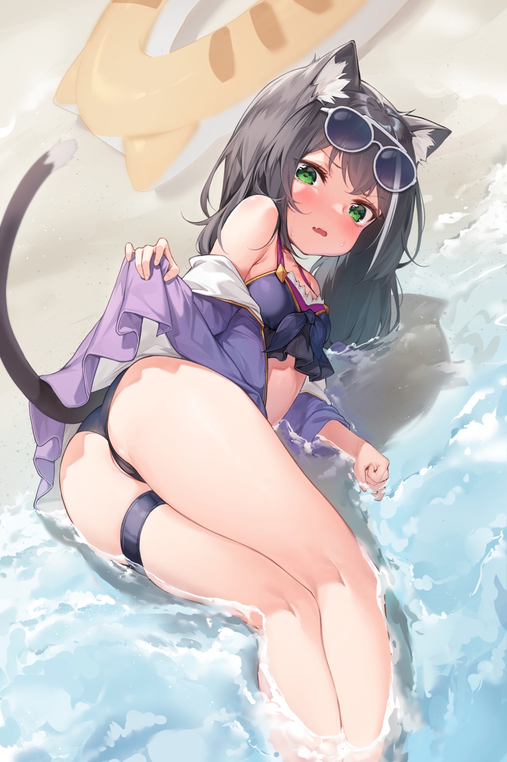 animal_ears ass bikini cameltoe garter karyl_(princess_connect) megane mokew nekomimi princess_connect princess_connect!_re:dive swimsuits tail thong wet