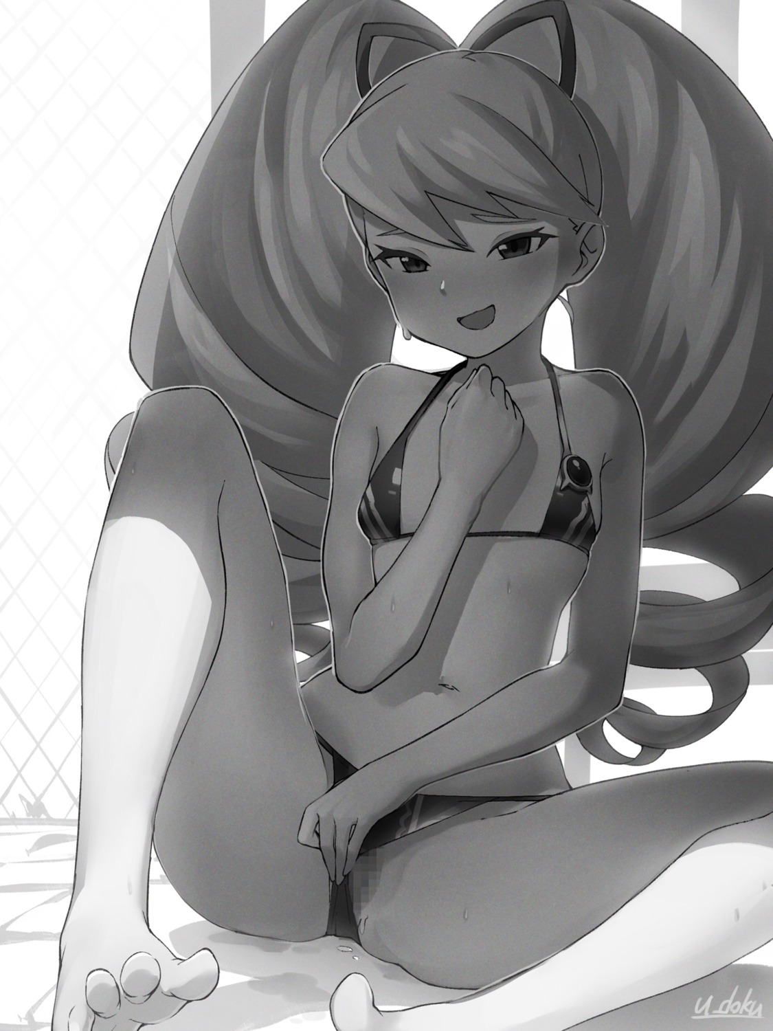 bikini censored loli monochrome pussy ryuusei_no_rockman shirogane_luna swimsuits u-doku