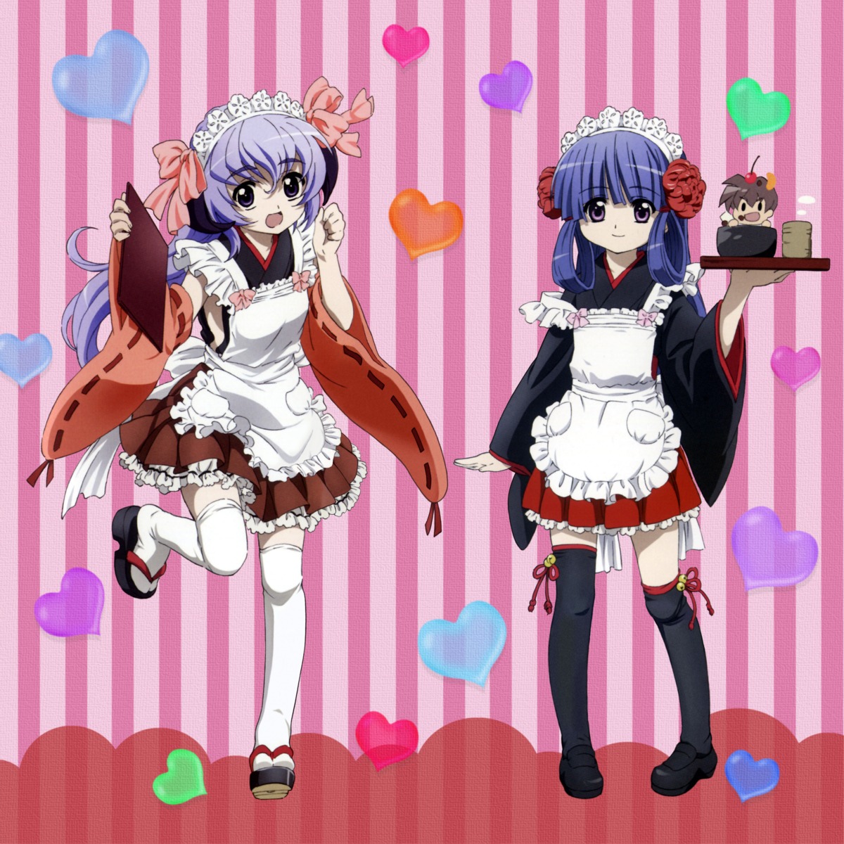 furude_rika hanyuu higurashi_no_naku_koro_ni horns lolita_fashion sakai_kyuuta thighhighs wa_lolita waitress