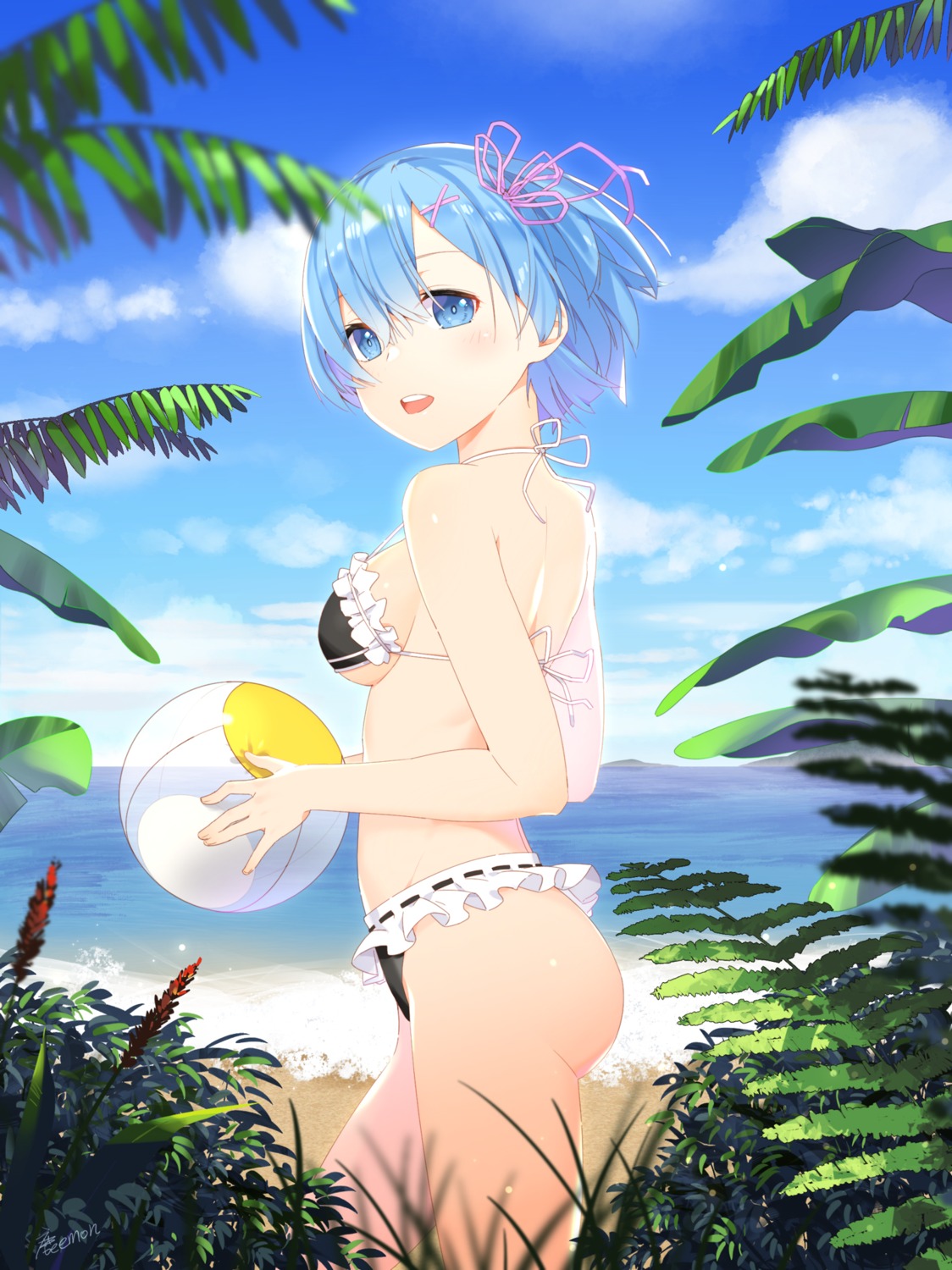 bikini re_zero_kara_hajimeru_isekai_seikatsu rem_(re_zero) shikaemon swimsuits