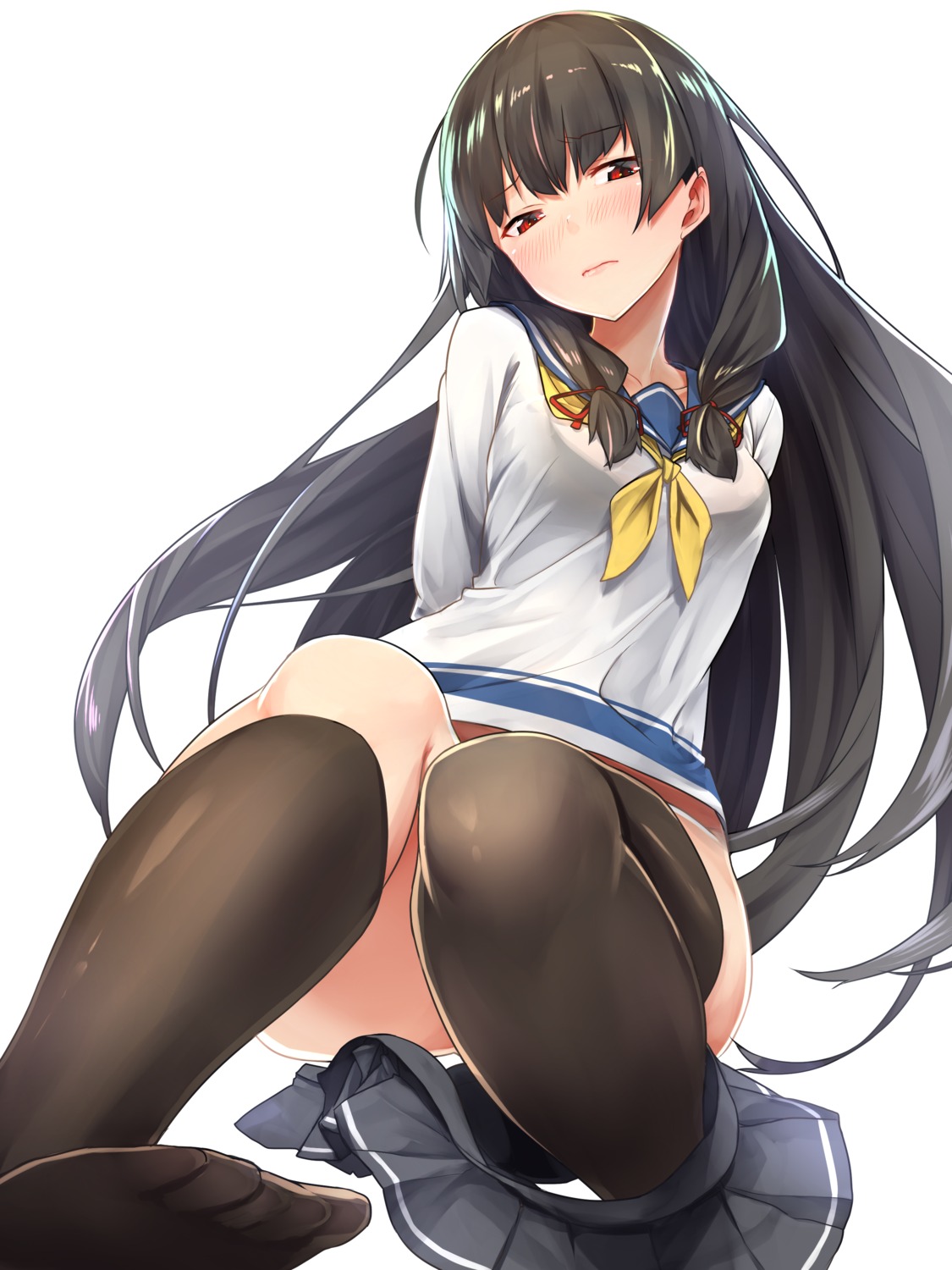 baffu feet isokaze_(kancolle) kantai_collection nopan seifuku thighhighs undressing