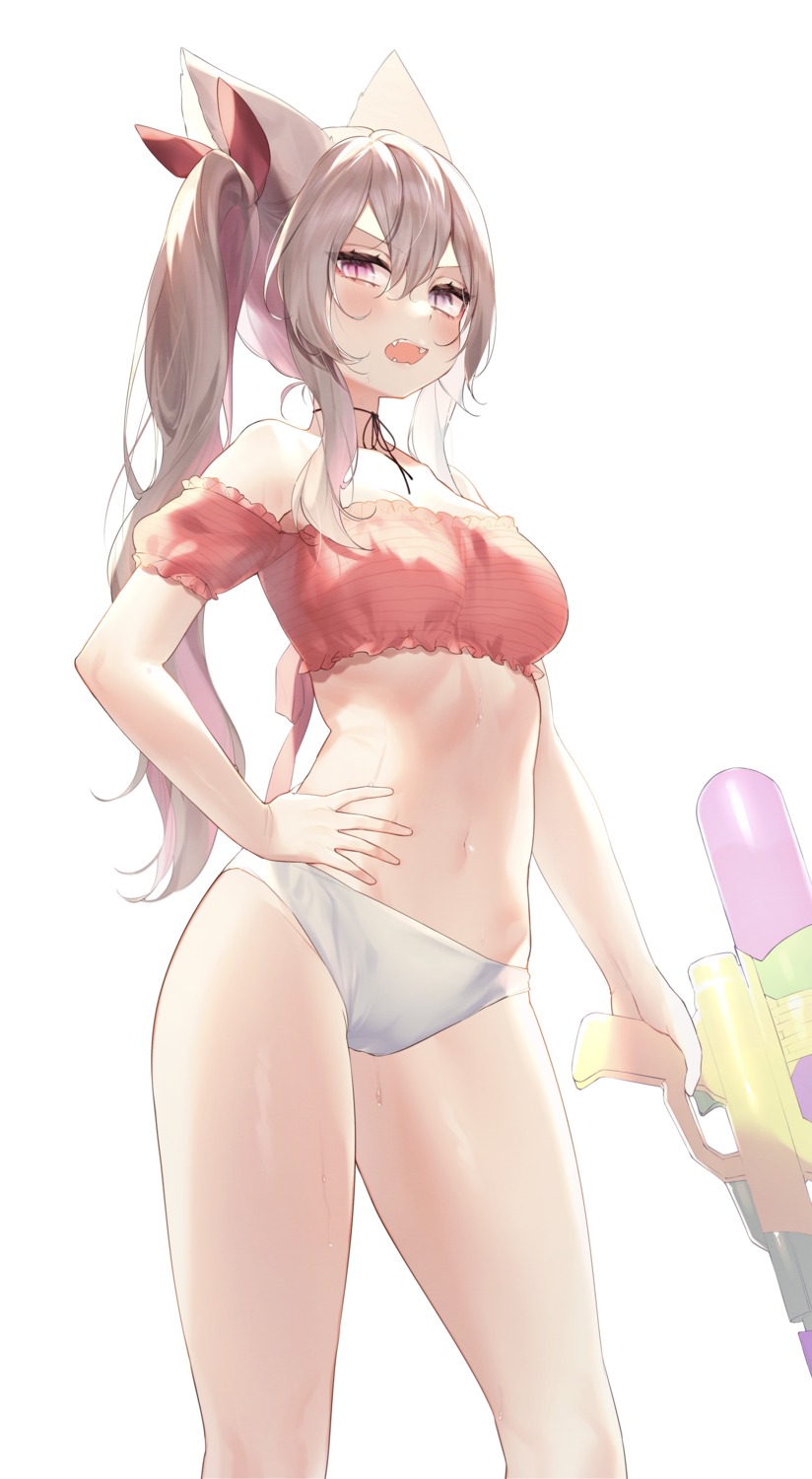 animal_ears bikini cleavage gun swimsuits tamafurin wet