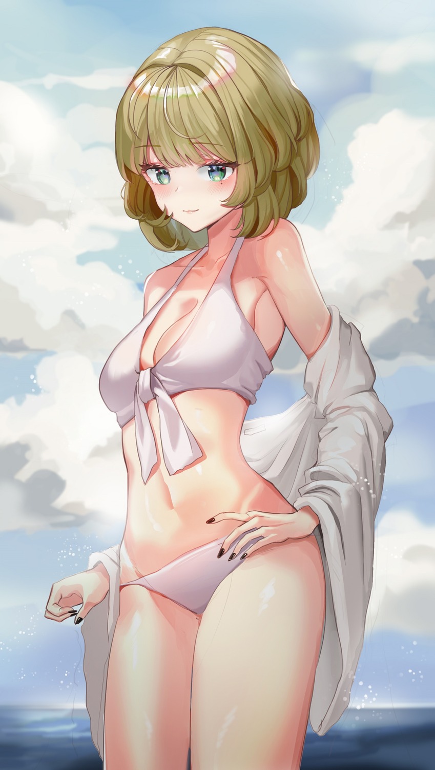 bikini cleavage heterochromia pparong_e swimsuits takagaki_kaede the_idolm@ster the_idolm@ster_cinderella_girls