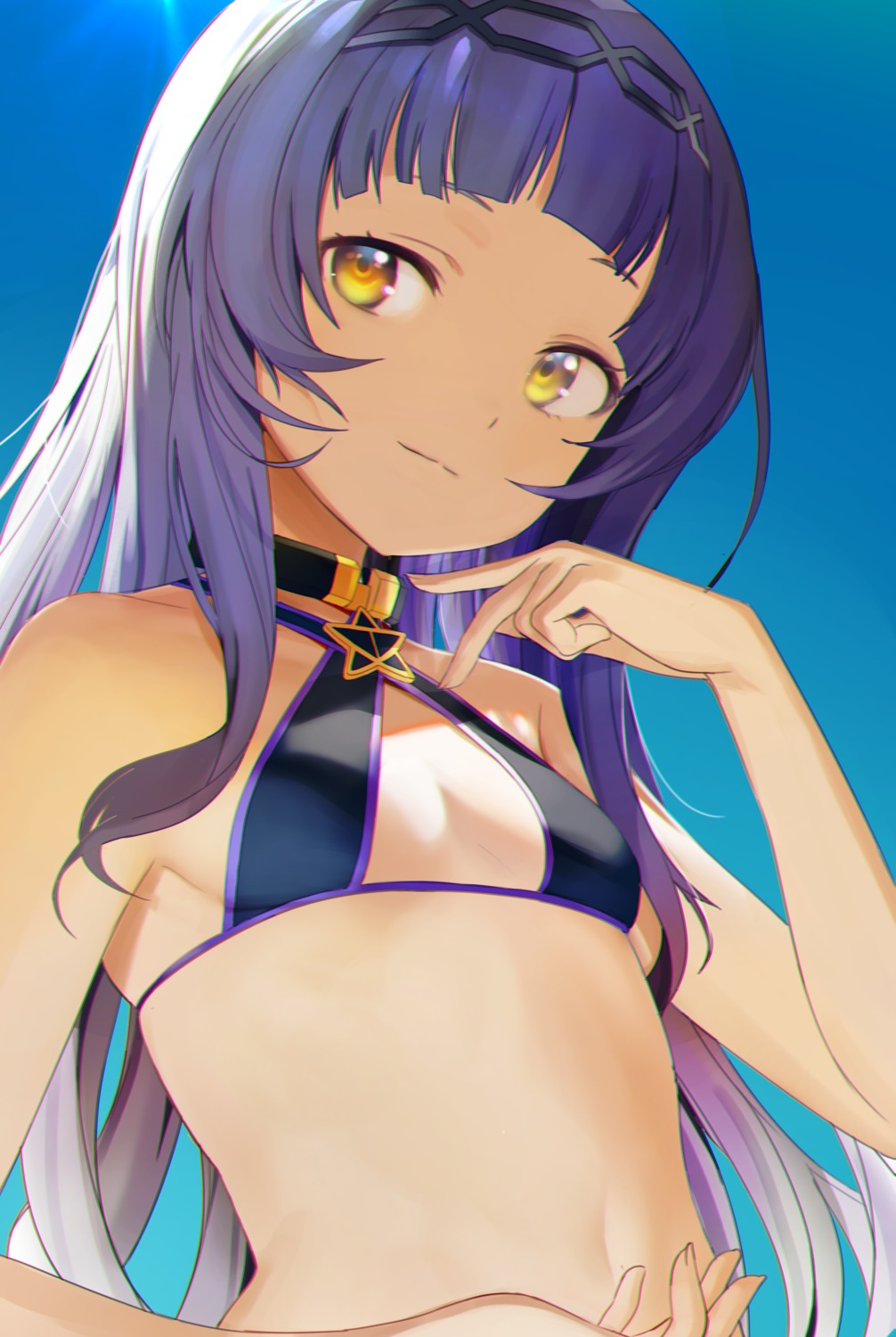 bikini_top hololive murasaki_shion seicoh swimsuits