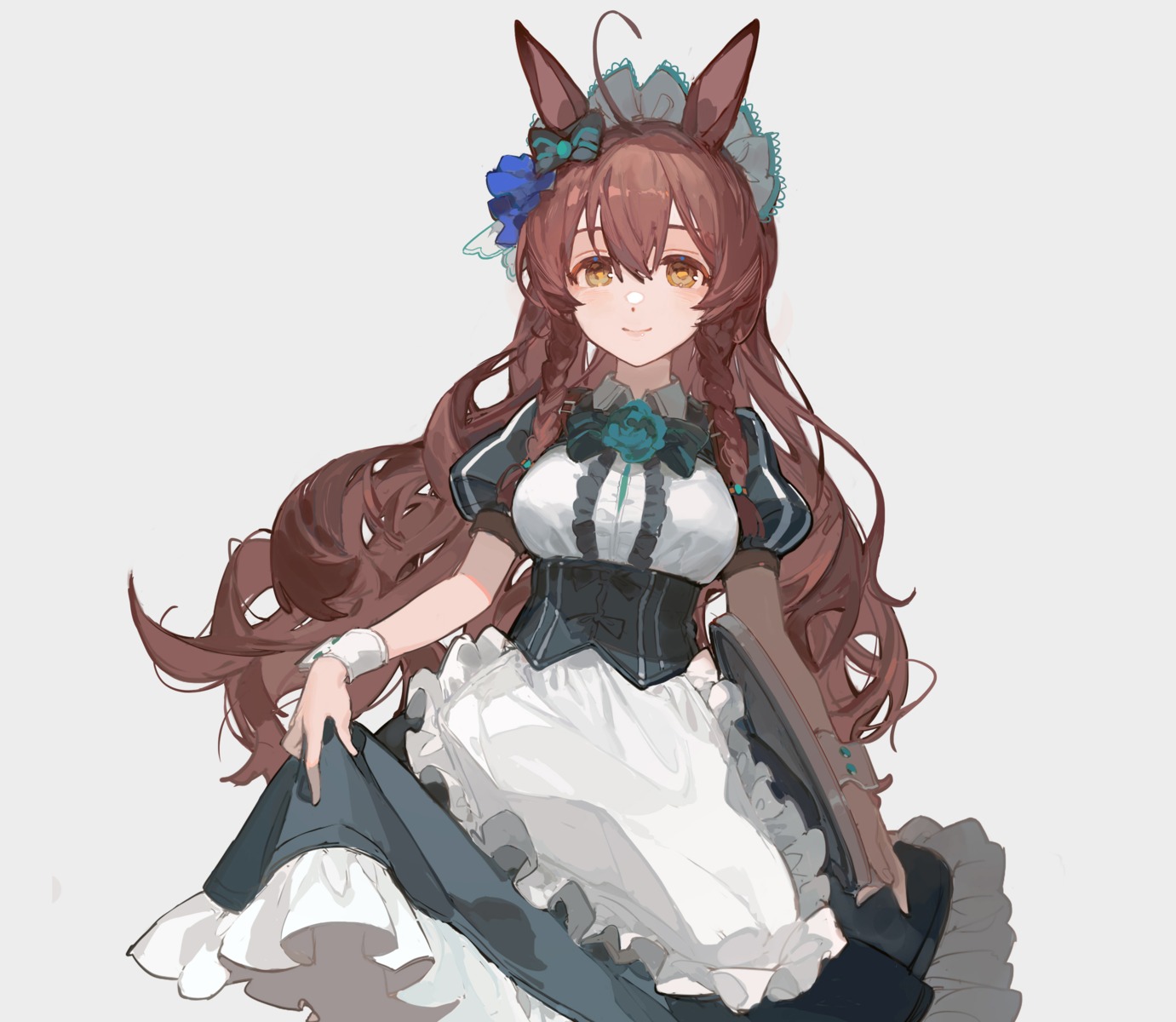 animal_ears ciloranko maid mejiro_bright_(umamusume) tail uma_musume_pretty_derby