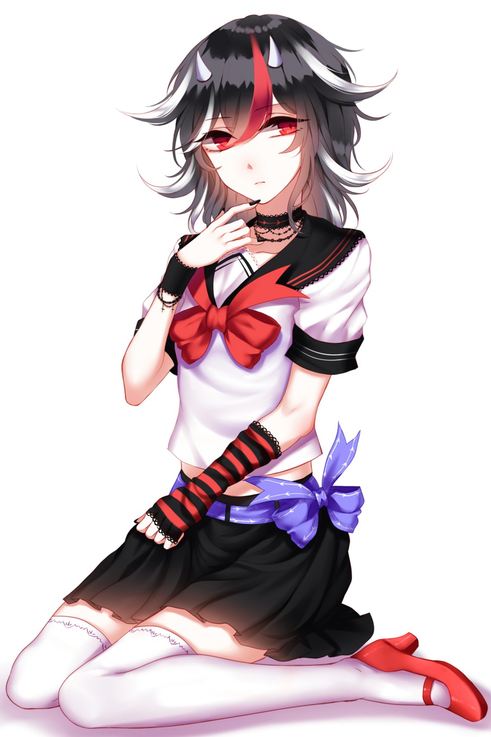 heels horns kijin_seija seifuku sheya thighhighs touhou