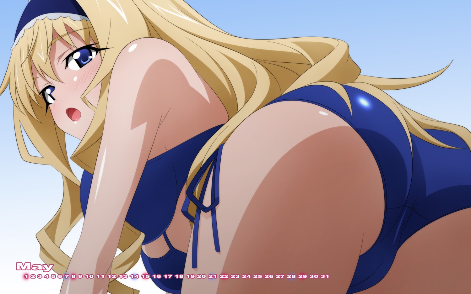 ass bikini calendar cecilia_alcott infinite_stratos swimsuits wallpaper wave_ride