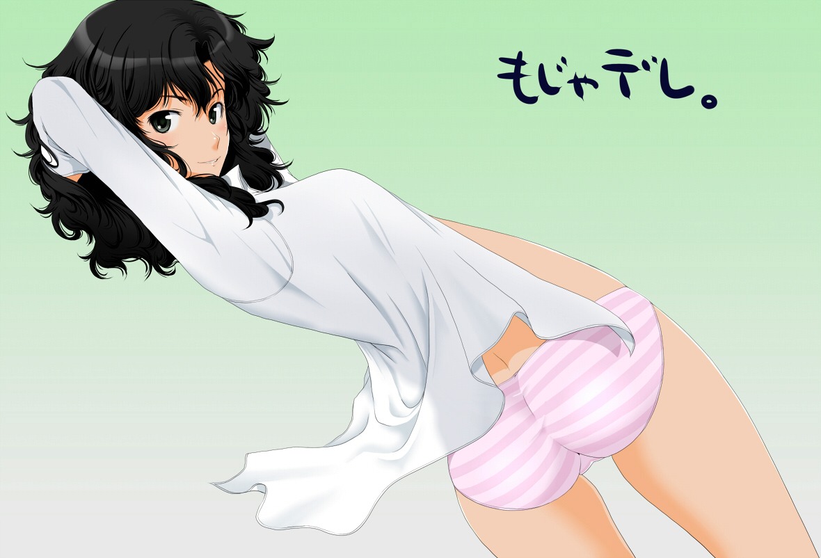 amagami ass dress_shirt nasu2000 open_shirt pantsu shimapan tanamachi_kaoru