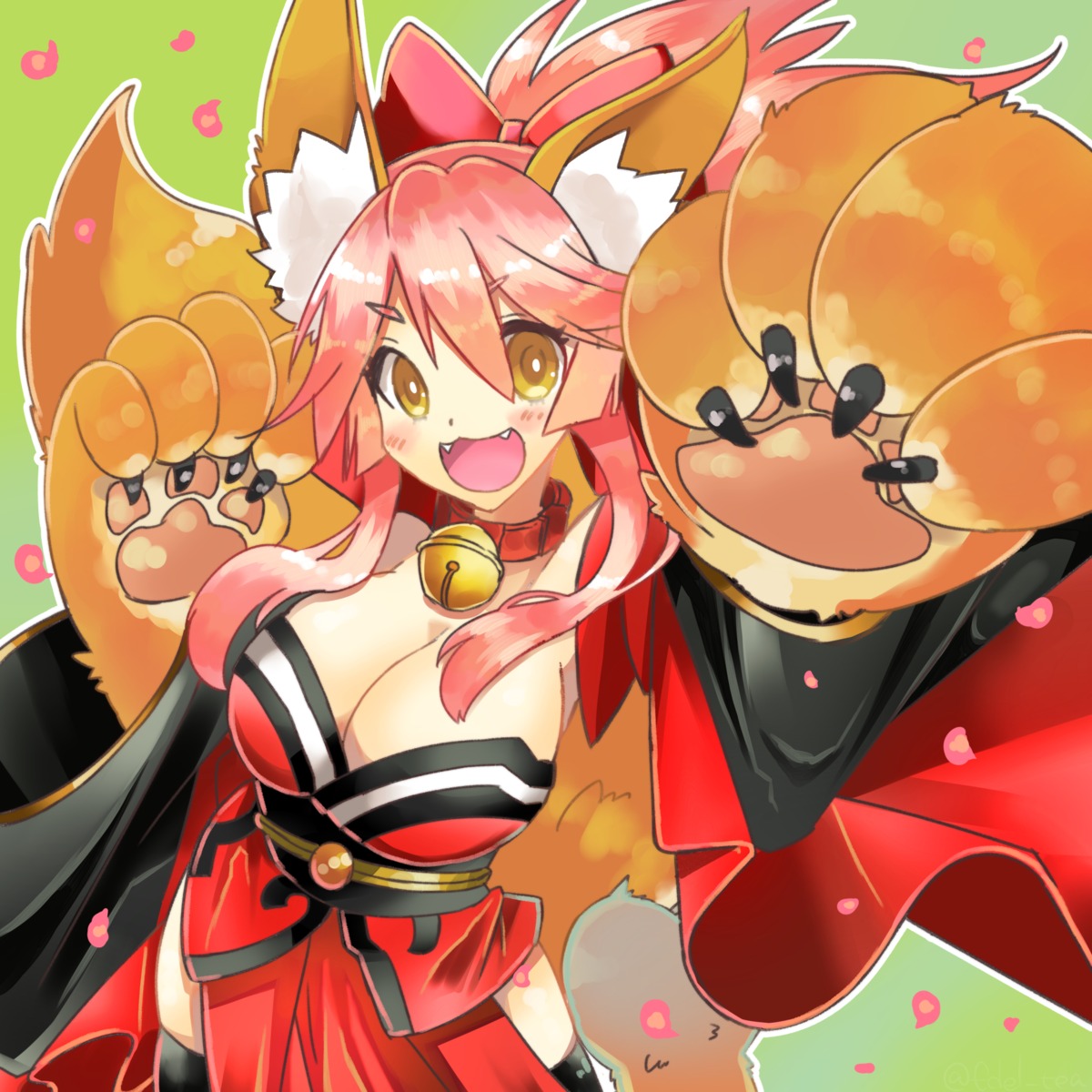 animal_ears cleavage edel_(edelcat) fate/grand_order tail tamamo_cat thighhighs