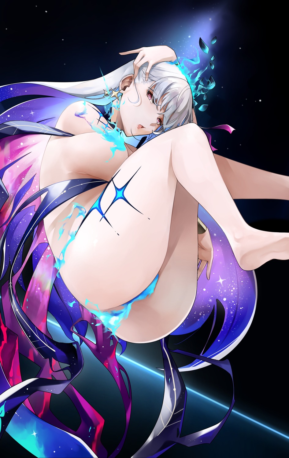 fate/grand_order kama_(fate/grand_order) maebari naked noir_(4chan) pasties tattoo