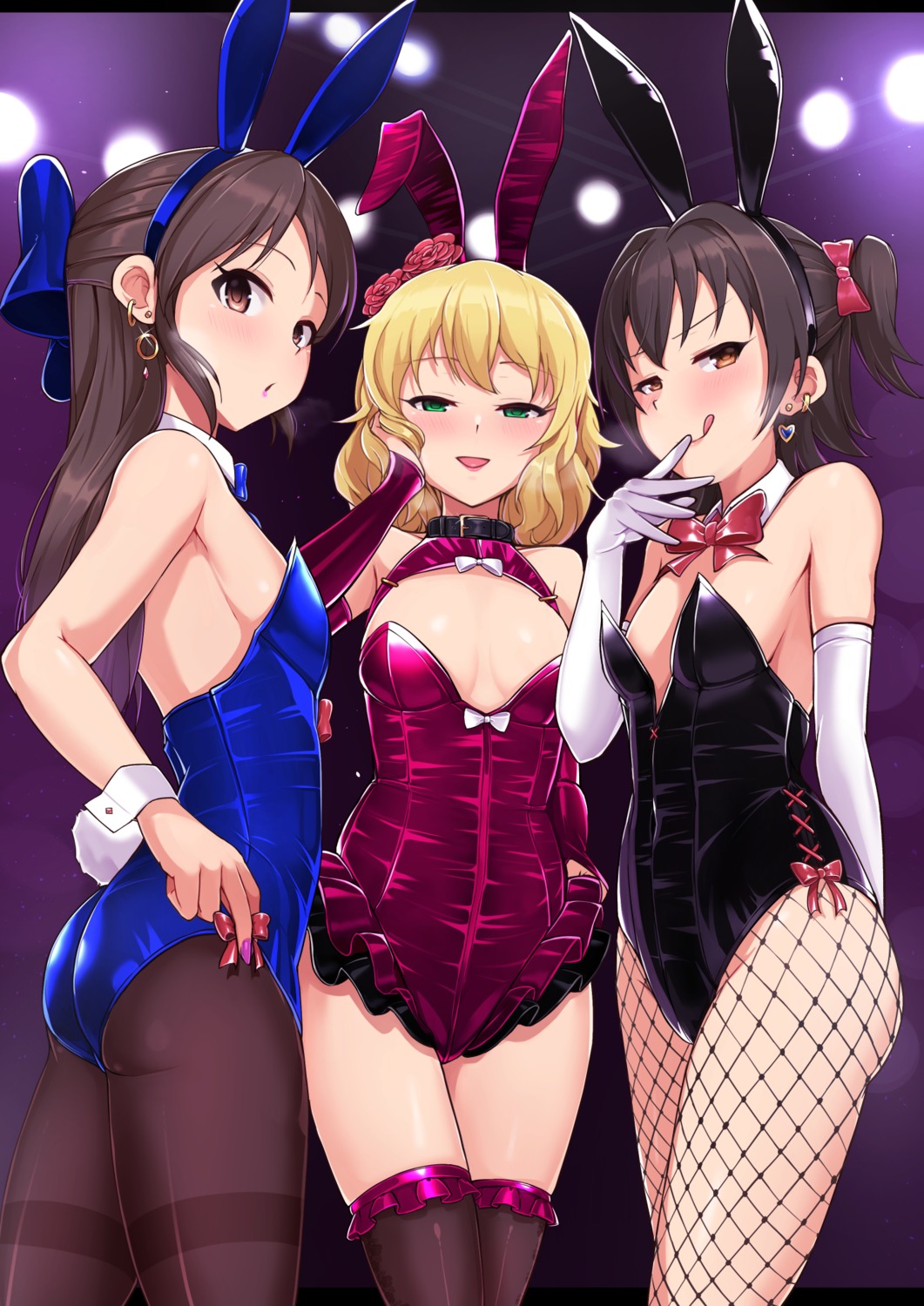 akagi_miria animal_ears ass bunny_ears bunny_girl fishnets no_bra pantyhose sakurai_momoka_(idolm@ster) tachibana_arisu tail the_idolm@ster the_idolm@ster_cinderella_girls the_idolm@ster_cinderella_girls_u149 thighhighs twogie