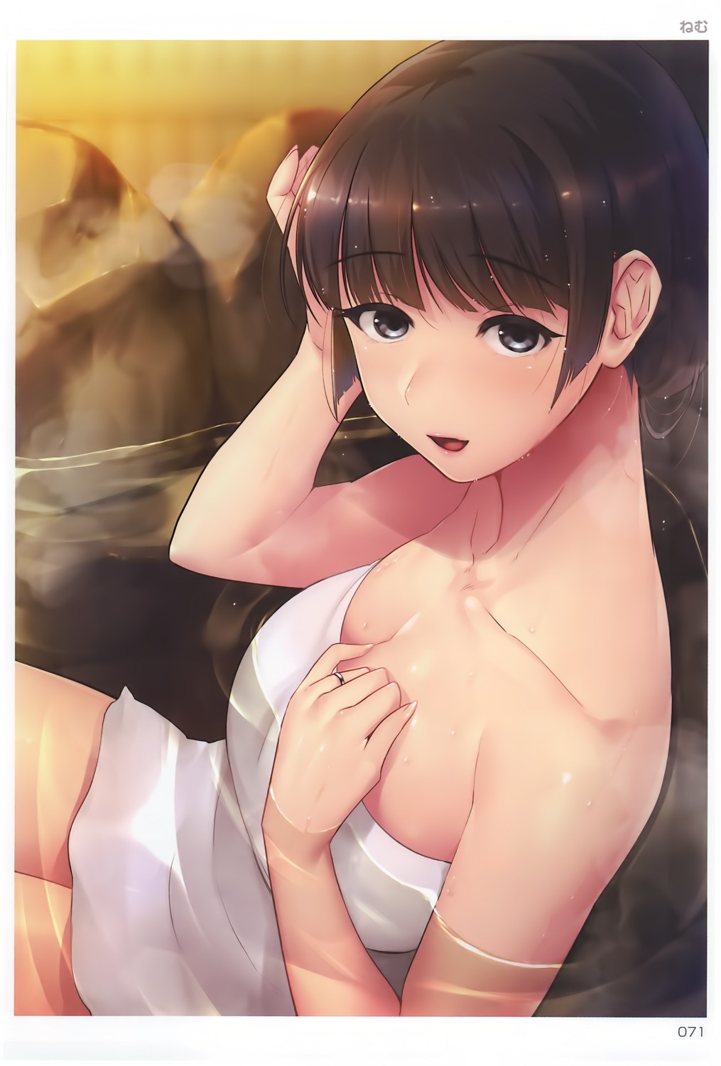 bathing breast_hold naked nemu_(nora) onsen toranoana towel wet