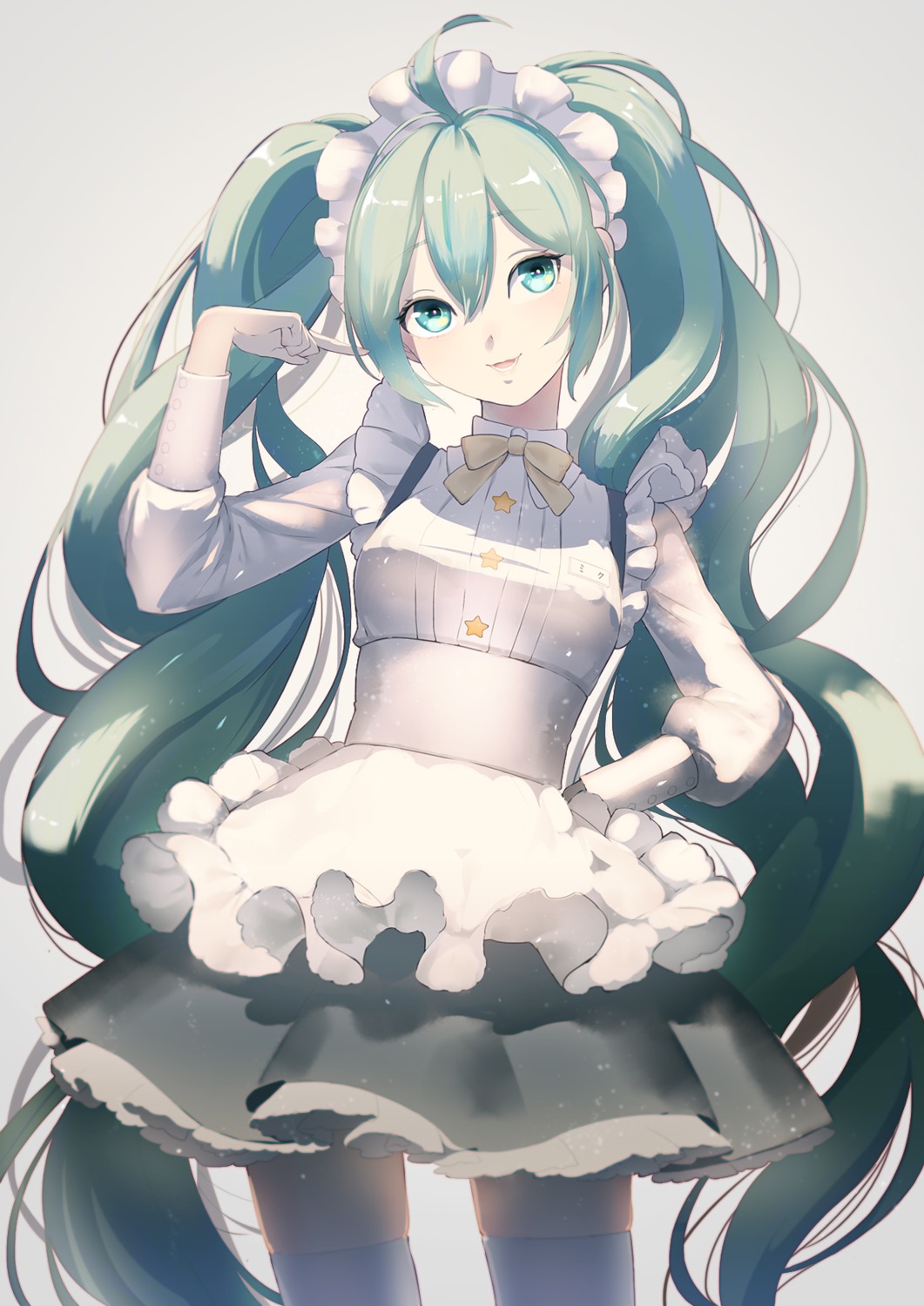 hatsune_miku huacai maid pantyhose thighhighs vocaloid