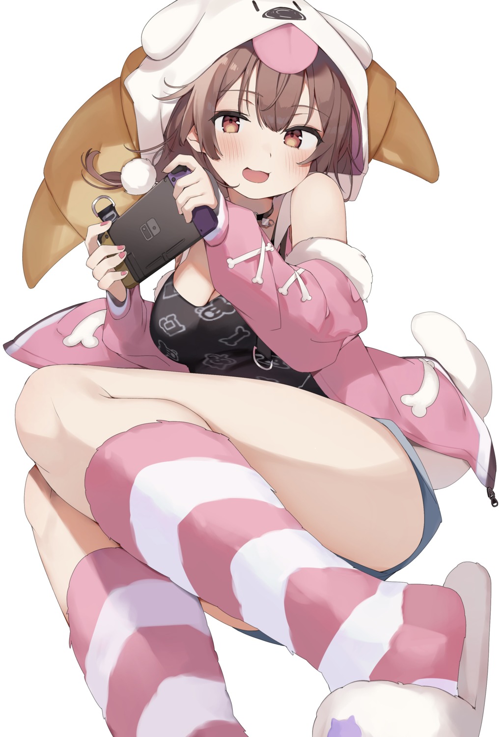 animal_ears cleavage hololive hololive_gamers inugami_korone inumimi sinnop10 tail