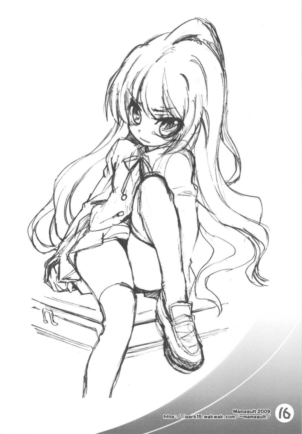 aisaka_taiga mamagult monochrome seifuku takao_ukyou thighhighs toradora!