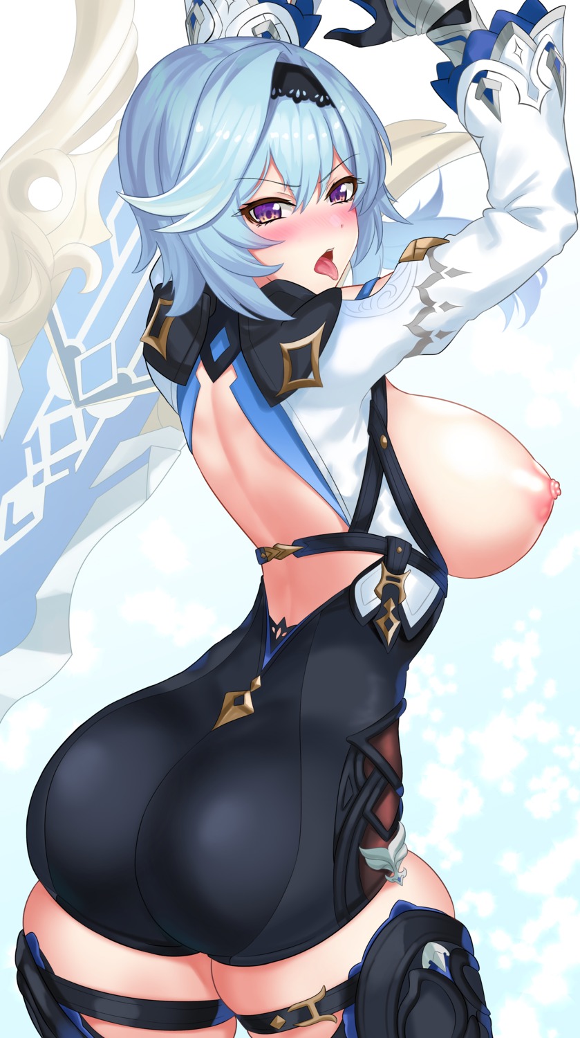 ass breasts eula garter genshin_impact leotard nez-box nipples no_bra sword thighhighs