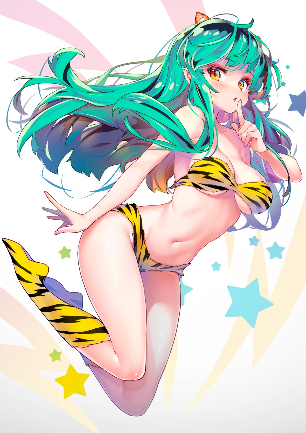 bikini hong_(white_spider) horns lum pointy_ears swimsuits urusei_yatsura