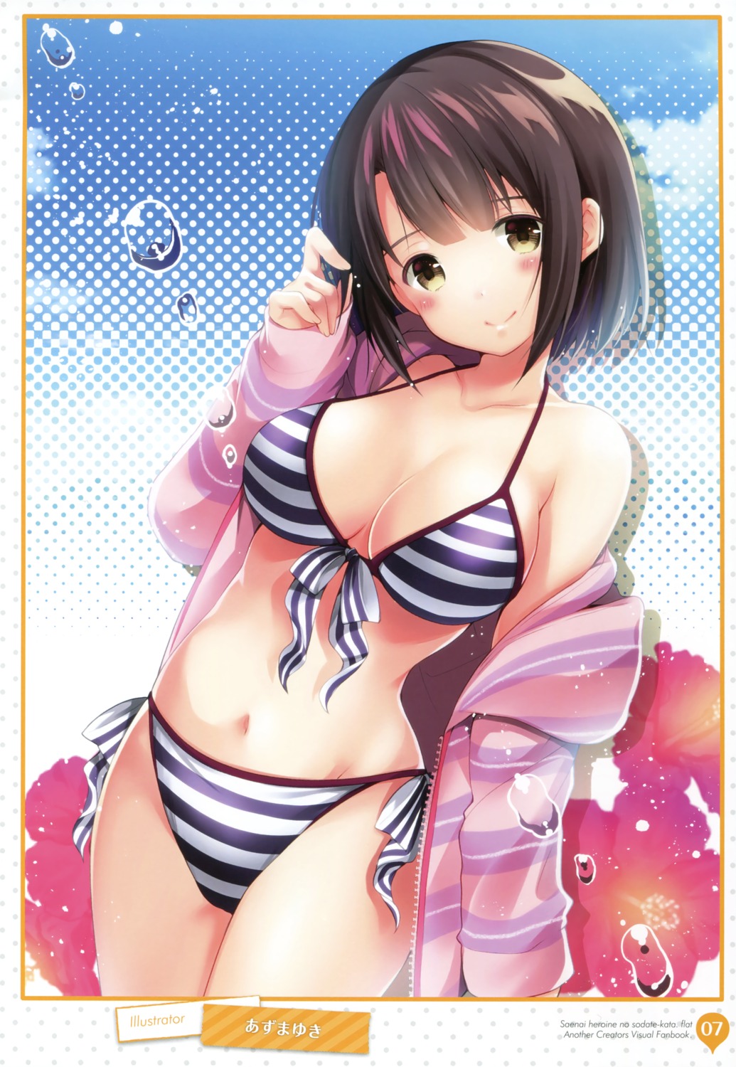 azuma_yuki bikini cleavage katou_megumi open_shirt saenai_heroine_no_sodatekata saenai_heroine_no_sodatekata_flat swimsuits