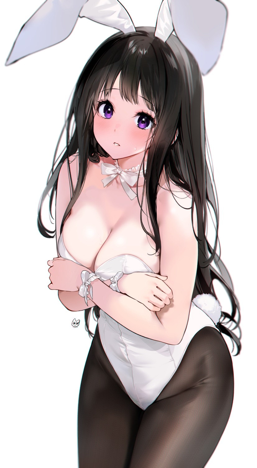 animal_ears breast_hold bunny_ears bunny_girl chitanda_eru hyouka mery_(yangmalgage) pantyhose tail